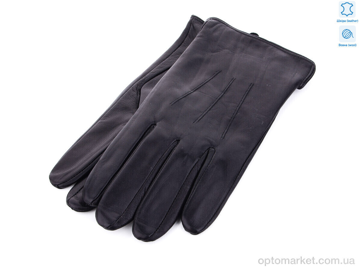 Купить Рукавички чоловічі L0542М шкіра кози Королева чорний, фото 2