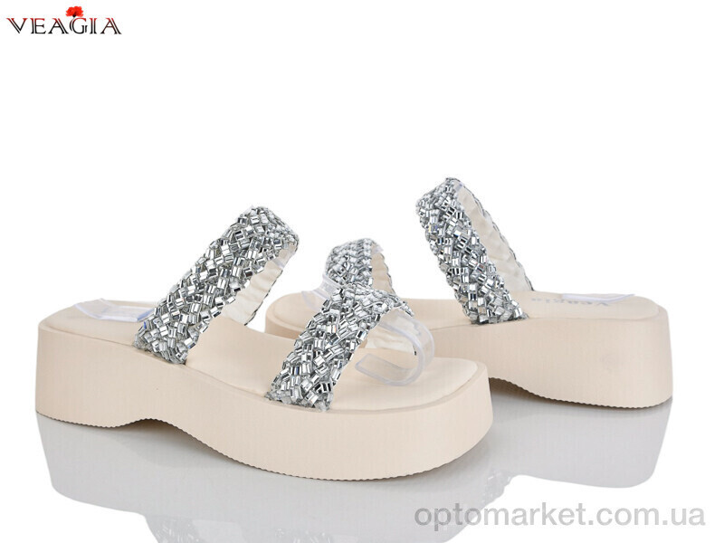 Купить Шльопанці жіночі N20 silver Veagia бежевий, фото 2