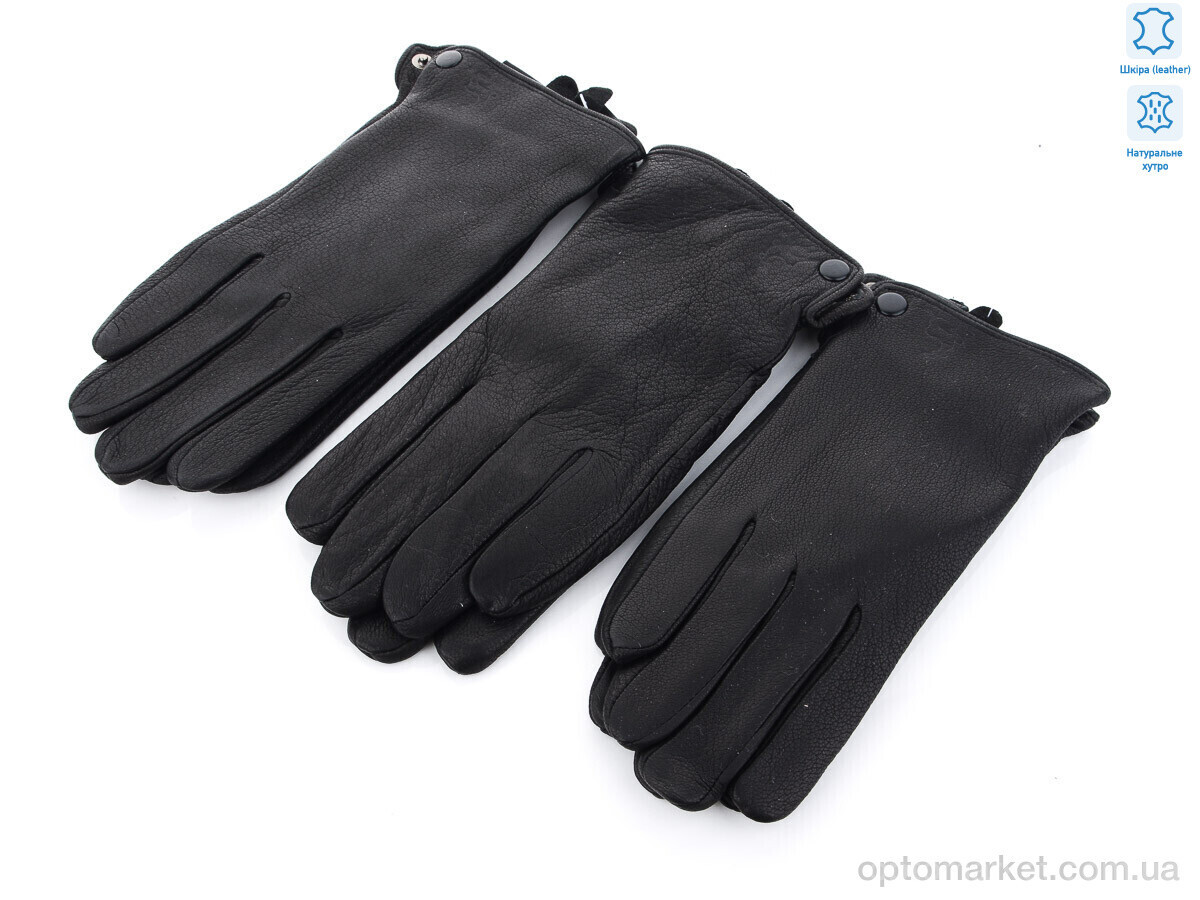 Купить Рукавички чоловічі S101М шкіра оленя-хутро black RuBi чорний, фото 3