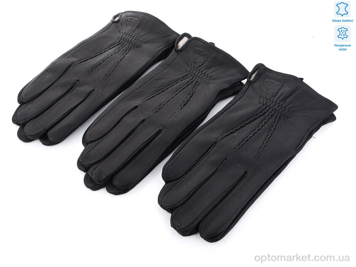 Купить Рукавички чоловічі S105М шкіра оленя-хутро black RuBi чорний, фото 3