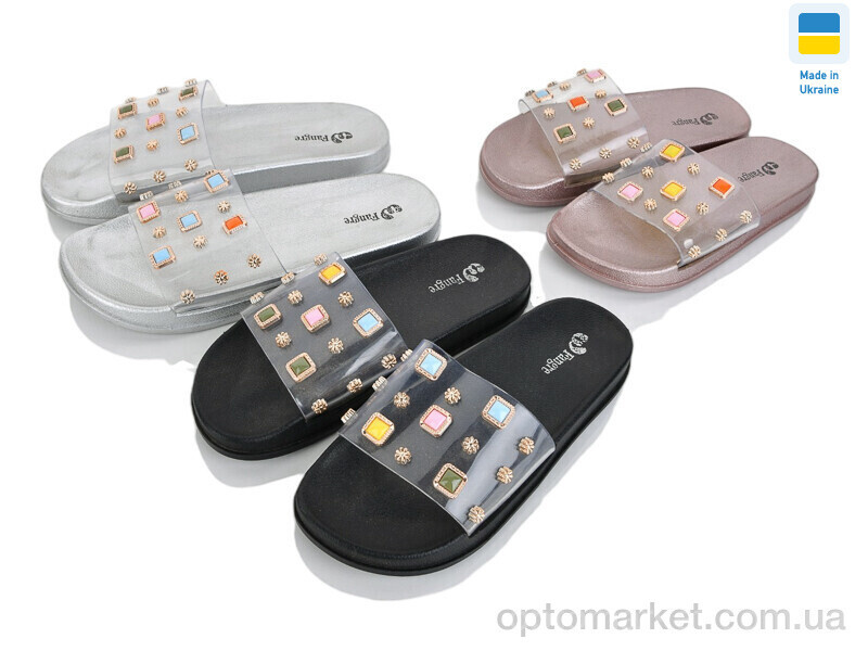 Купить Шльопанці жіночі Шльопки силікон брошка mix Fangre мікс, фото 2
