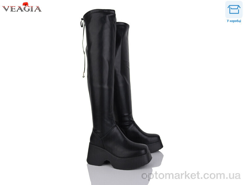 Купить Ботфорти жіночі T01-1 Veagia чорний, фото 2