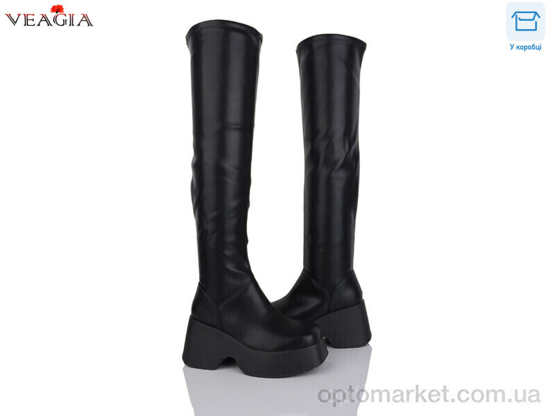 Купить Ботфорти жіночі T02-1 Veagia чорний, фото 2