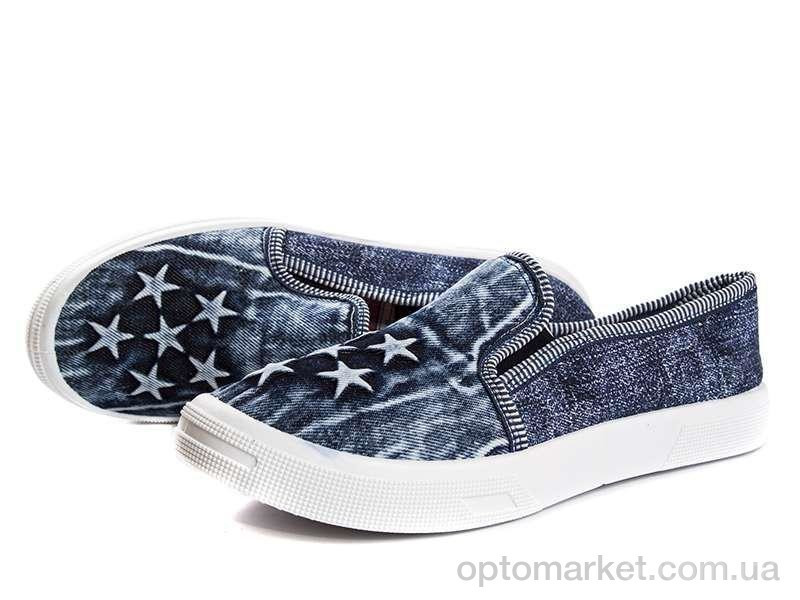 Купить Слипоны женские W2850-1-zvezdi-kot Demur синий, фото 2