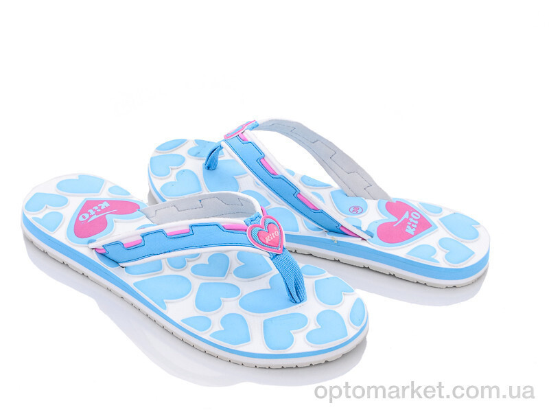 Купить Шльопанці жіночі W8523 l.blue Kito блакитний, фото 3