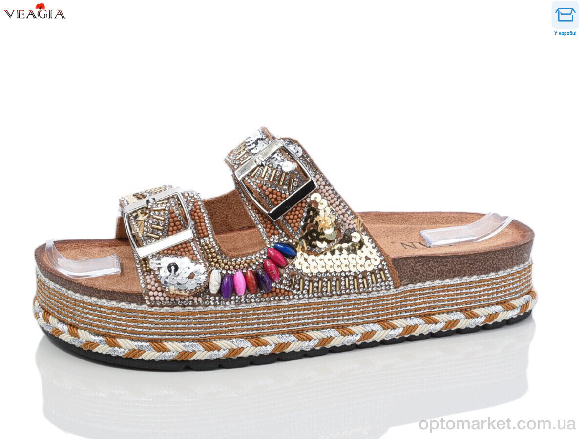 Купить Шльопанці жіночі WK002-3 FAN коричневий, фото 2