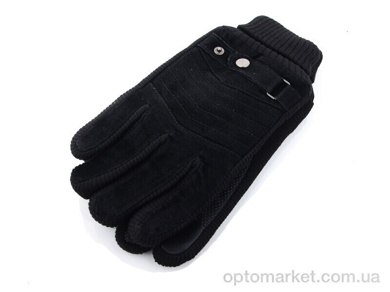 Купить Рукавички чоловічі Z01М шкіра манжет Королева чорний, фото 5