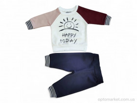 Купить Комплекти дитячі дитячі 1504 молочно-бордовий батнік-штани Minipiti Kids бежевий