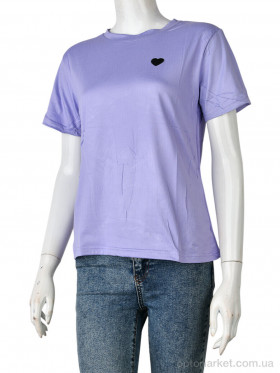 Купить Футболка жіночі 4349-Heart-1 violet Huajianiing фіолетовий