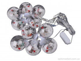 Купить Господарські товари F7883 світлодіодна новорічна гірлянда штора кулі з Дідом Морозом, довжина 400см 7garden