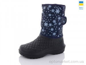 Чоботи з піни жіночі 012 сніжинка намальована синій GF чорний  оптом от Optomarket