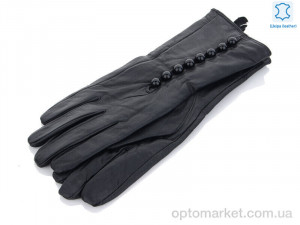 Рукавички жіночі 12-08 шкіра Королева чорний  оптом от Optomarket