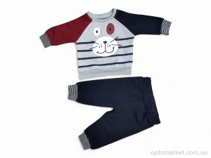 Комплекти дитячі дитячі 1518 сіро-бордовий батнік-штани Minipiti Kids сірий  оптом от Optomarket