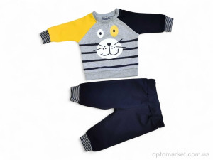 Комплекти дитячі дитячі 1518 сіро-жовтий батнік-штани Minipiti Kids сірий  оптом от Optomarket