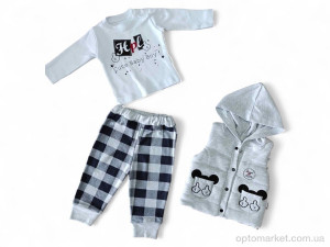 Комплекти дитячі дитячі 212 св.сірий жилетка-реглан-штани Hippil Baby сірий  оптом от Optomarket