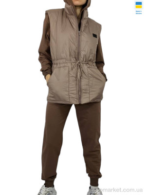 Спортивний костюм жіночі 25.527 шоколад батал KRAM коричневий  оптом от Optomarket