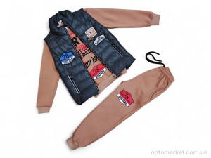 Комплекти дитячі дитячі 2520 св.коричневий жилетка-кофта-штани Dicle Kids коричневий  оптом от Optomarket