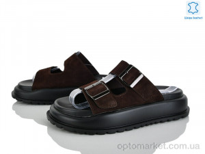 Шльопанці жіночі 2862-34 Бабочка-Mengfuna-AESD коричневий оптом от Optomarket