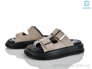 Шльопанці жіночі 2862-36 Бабочка-Mengfuna-AESD бежевий оптом от Optomarket