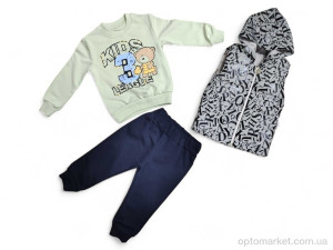 Комплекти дитячі дитячі 3085 фісташковий жилетка-реглан-штани Partner Baby зелений  оптом от Optomarket