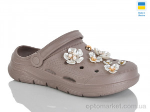 Крокси жіночі 413 капучино Dago коричневий  оптом от Optomarket