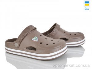 Крокси жіночі 416 бежевий Dago коричневий оптом от Optomarket