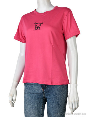 Футболка жіночі 4349-Butterfly-2 d.pink Huajianiing рожевий  оптом от Optomarket
