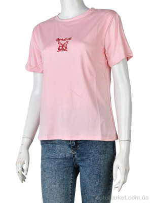 Футболка жіночі 4349-Butterfly-3 pink Huajianiing рожевий  оптом от Optomarket