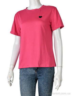 Футболка жіночі 4349-Heart-2 d.pink Huajianiing рожевий  оптом от Optomarket