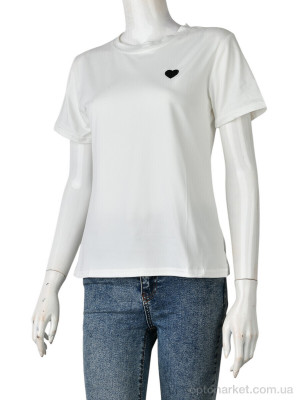 Футболка жіночі 4349-Heart-4 white Huajianiing білий  оптом от Optomarket