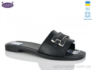 Шльопанці жіночі 52 чорна шкіра Garti чорний оптом от Optomarket