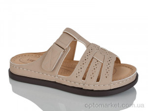 Шльопанці жіночі 606-5 Leguzaza бежевий  оптом от Optomarket