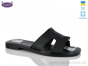 Шльопанці жіночі 64 чорна шкіра Garti чорний  оптом от Optomarket