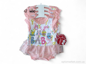 боді-сукня дитячі 7789 пудра білий Pabbuc Kids рожевий  оптом от Optomarket
