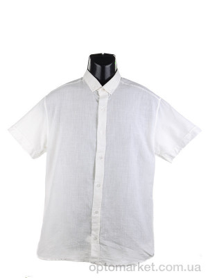 Рубашка мужчины Лён короткий белый Verton белый  оптом от Optomarket