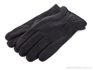 Рукавички чоловічі E0554М шкіра оленя махра Королева чорний  оптом от Optomarket