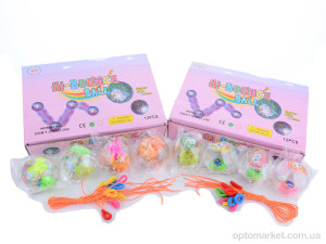 Дитячі товари F00564 mix М'яч-стрибун світиться з водою зі шнурком 12шт/уп LOOK&BUY  оптом от Optomarket