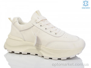 Кросівки жіночі H28-6 шкіра Xifa бежевий  оптом от Optomarket