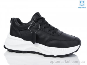Кросівки жіночі H28-7 шкіра Xifa чорний  оптом от Optomarket