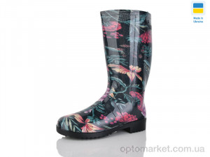 Гумове взуття жіночі Літма квітка чорний Litma чорний  оптом от Optomarket