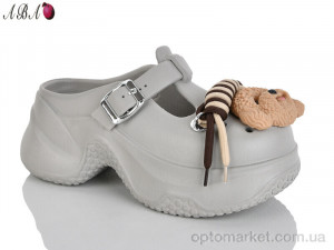 Крокси жіночі QQ8ABA3-5 Aba сірий  оптом от Optomarket