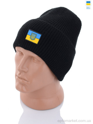 Шапка чоловічі Шапка з прапором товста в'язка на флісі чорний STARK чорний  оптом от Optomarket