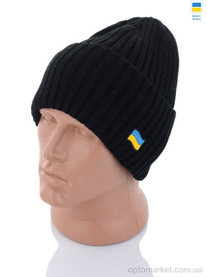 Шапка чоловічі Шапка з прапором товста в'язка на флісі STARK чорний  оптом от Optomarket