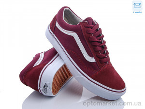 Кеди жіночі V150-2 V-ans бордовий  оптом от Optomarket