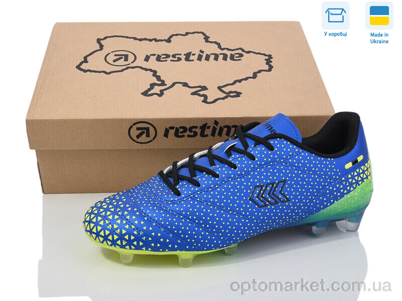 Купить Футбольне взуття чоловічі DM024412-2 royal-lime Restime синій, фото 1