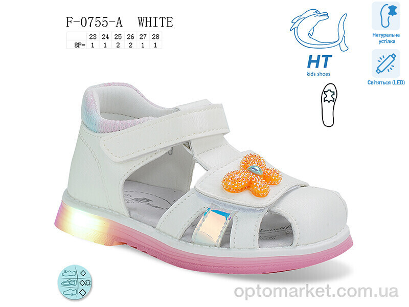 Купить Босоніжки дитячі F-0755-A LED Флип білий, фото 1