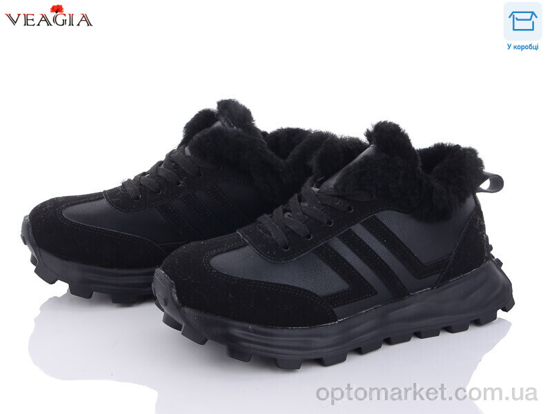Купить Кросівки жіночі F1010-1 на флисе Veagia чорний, фото 1