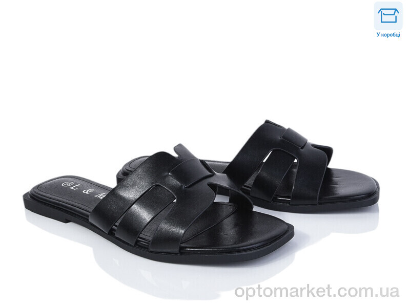 Купить Шльопанці жіночі F175-2 L&M чорний, фото 1