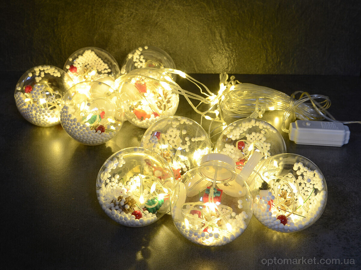 Купить Господарські товари F7883 світлодіодна новорічна гірлянда штора кулі з Дідом Морозом, довжина 400см 7garden, фото 2