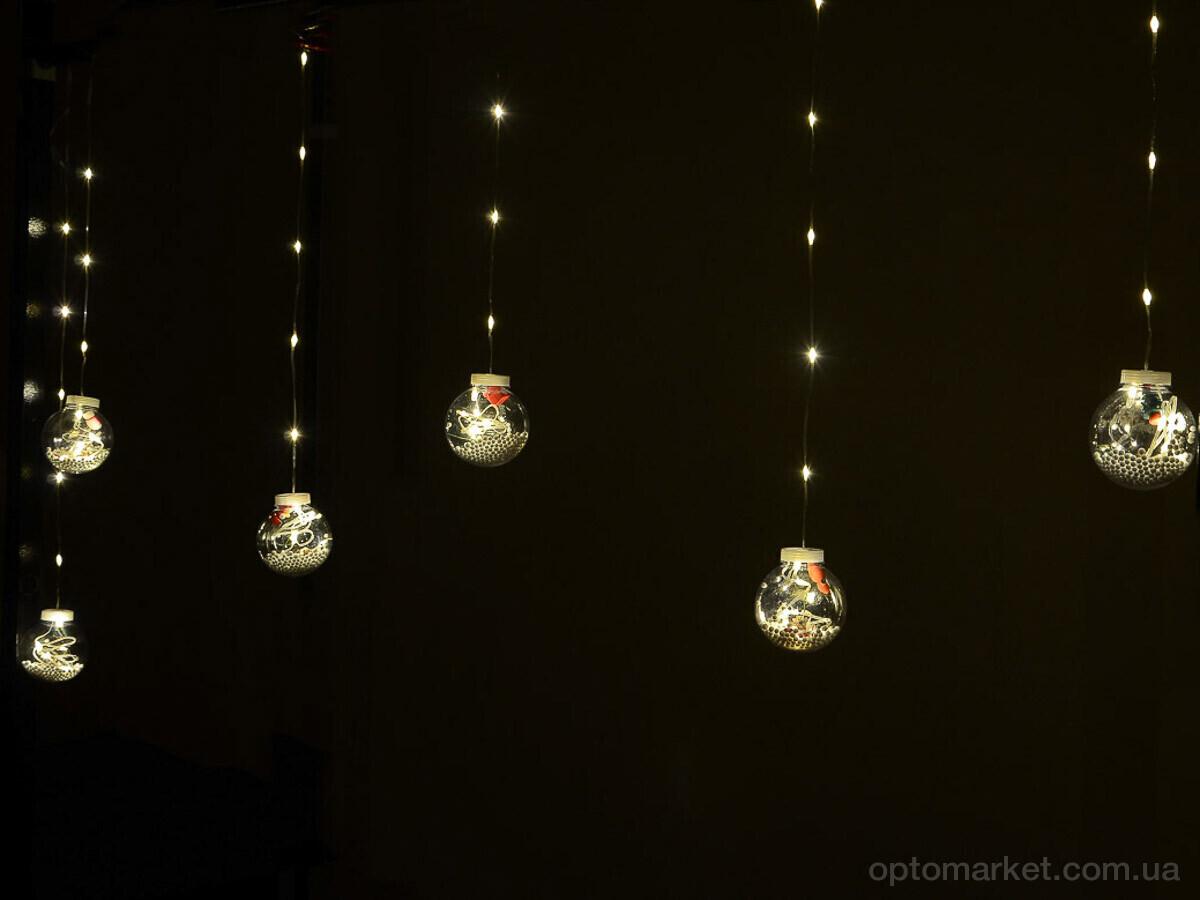 Купить Господарські товари F7883 світлодіодна новорічна гірлянда штора кулі з Дідом Морозом, довжина 400см 7garden, фото 3